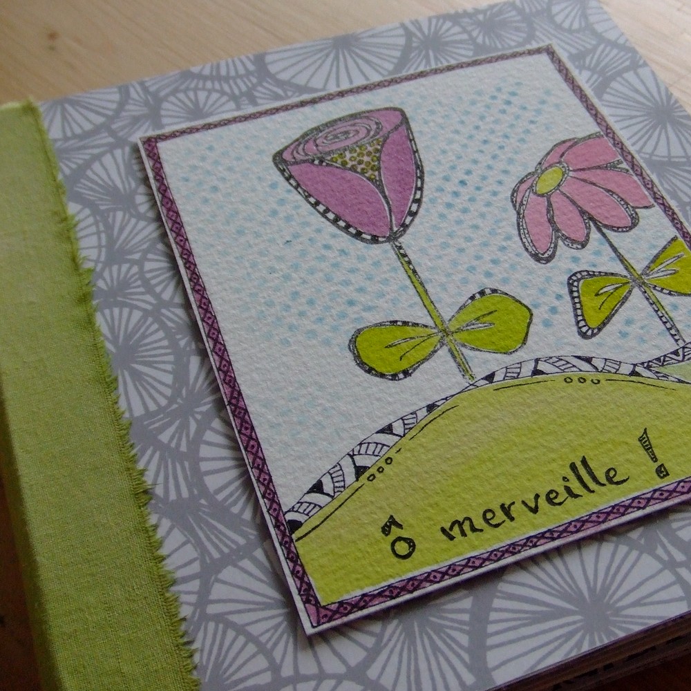 Tutoriel mini-album Ô Merveille mini-album scrap scrapbooking kits couleurs-en-folie tuto tutoriel scrap-plaisir encres tampons nature aquarelle isabelle-lafolie