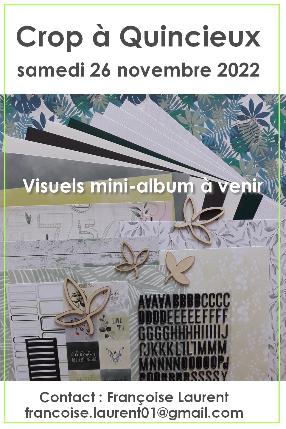 Crop Quincieux 2022 cropping scrap scrapbooking isabelle-lafolie couleurs-en-folie mini-album atelier tampons scrapbook stamp-addict